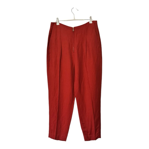 SANDRO | NWOT $290 Zip Front Pleated Trousers in Terracotta, Size FR 42/US 10 - Picture 3 of 11